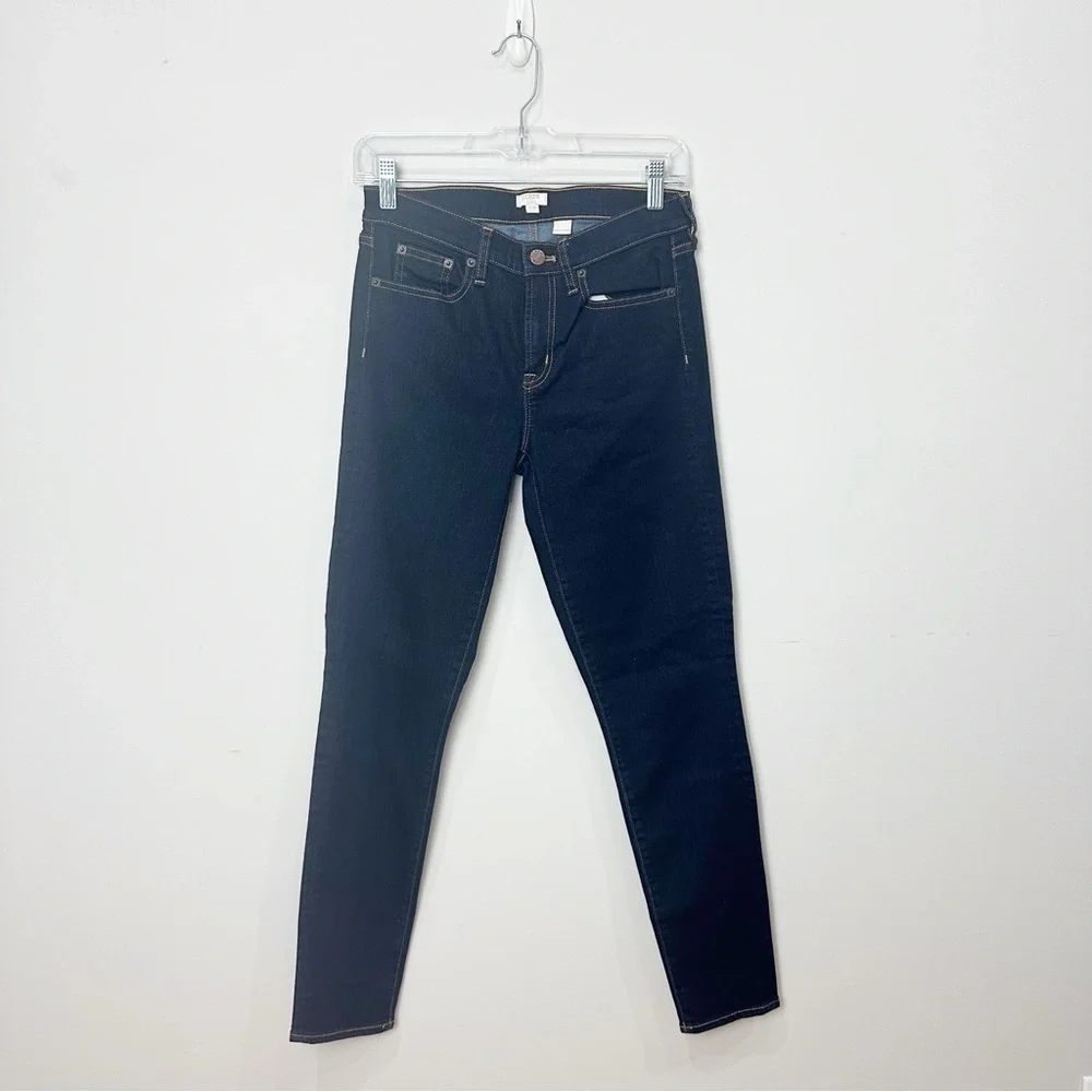 Jcrew Mid Rise Skinny Jeans Dark Wash Blue Denim Stretch